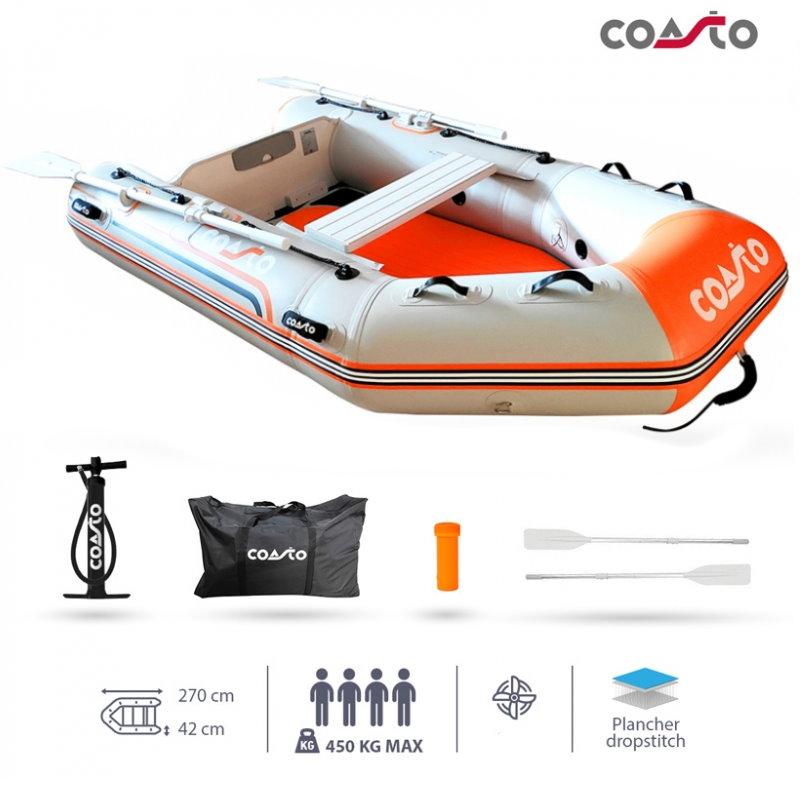 COASTO Schlauchboot mit Dropstitch Boden Dingi Beiboot Motorboot Ruderboot 270cm Shoe