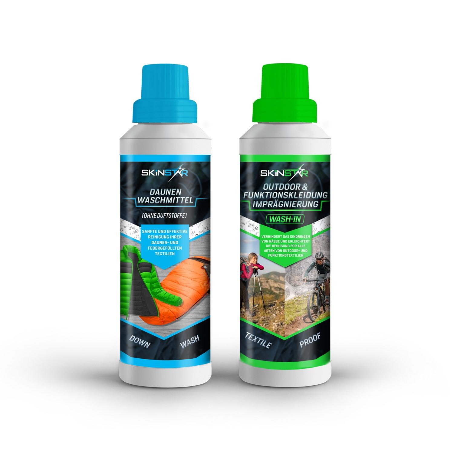 SkinStar Daunenwaschmittel Textilien + Wash-In Imprägnierung Doppelpack je 500ml