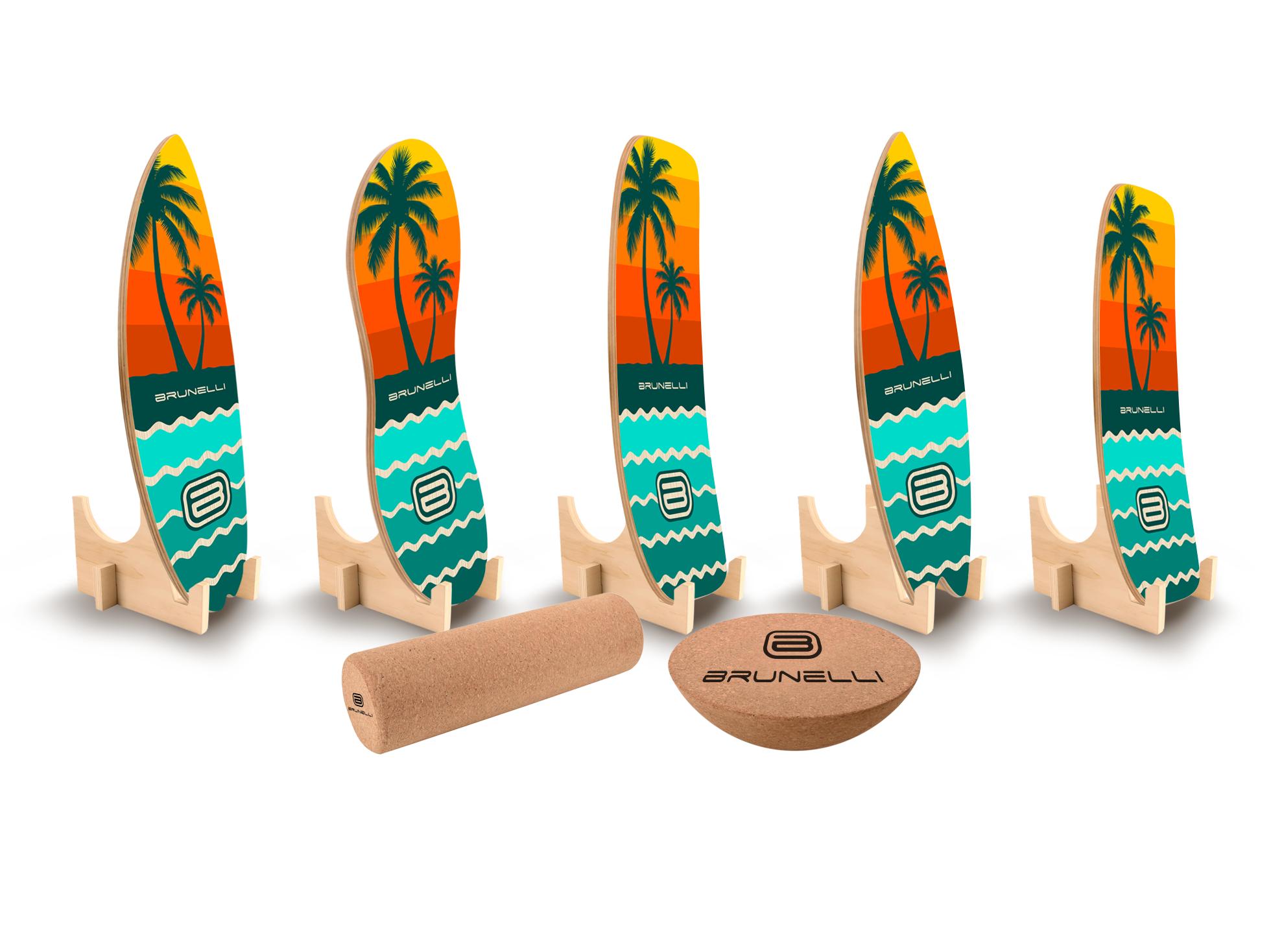 Brunelli Balance Board Komplettset Balanceboard Halbkugel Korkrolle Training