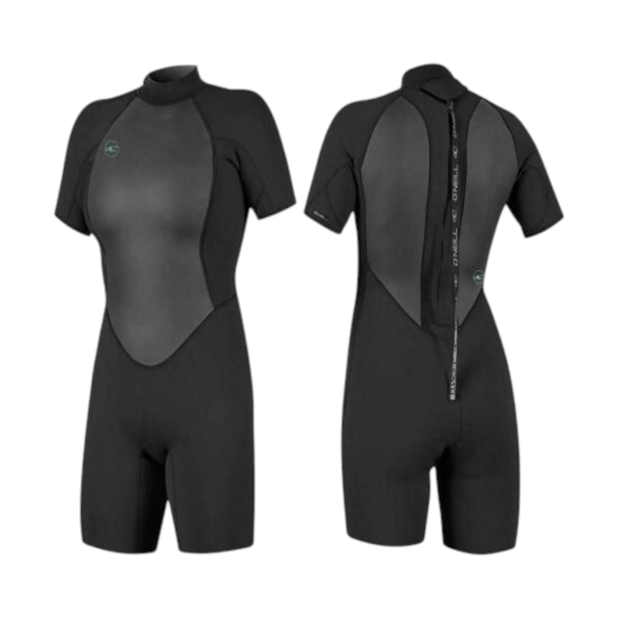 O'NEILL WMS REACTOR-2 2mm Back Zip Damen Shorty Spring Neoprenanzug Wetsuit schwarz