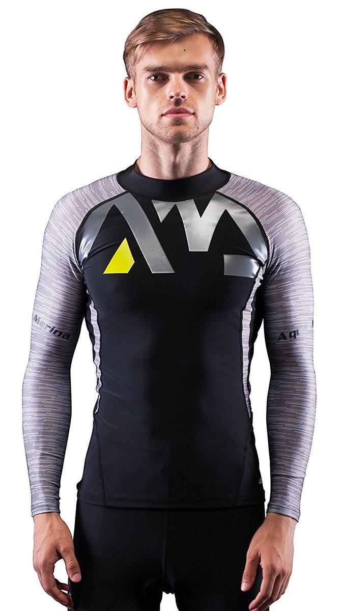 Aqua Marina Division Rash Guard UV-Shirt Lycra Badeshirt Schwimmshirt black