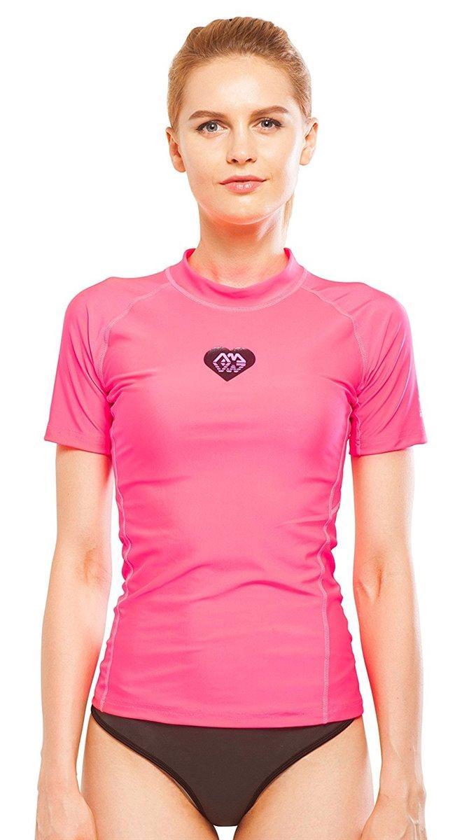 Aqua Marina Alluv Damen SS Rash Guard UV-Shirt Lycra Badeshirt Schwimmshirt pink