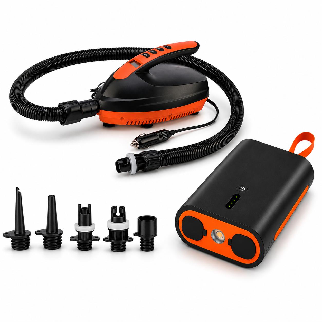 SkinStar Elektrische Luftpumpe 16 PSI inkl. 12V Powerbank für SUP Kajak Camping