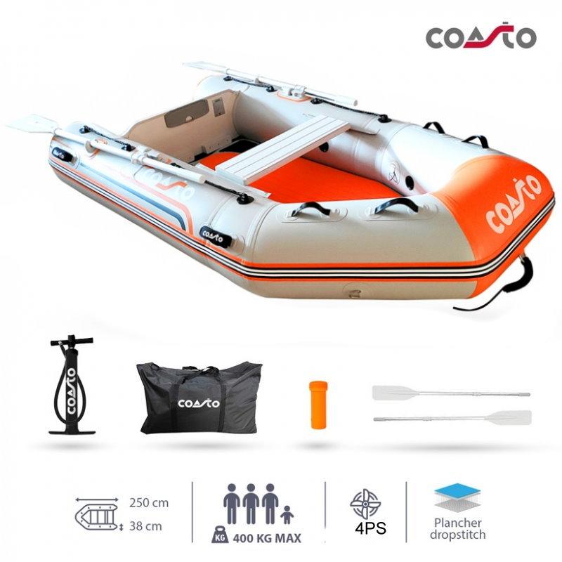 COASTO Schlauchboot mit Dropstitch Boden Dingi Beiboot Motorboot Ruderboot 250cm