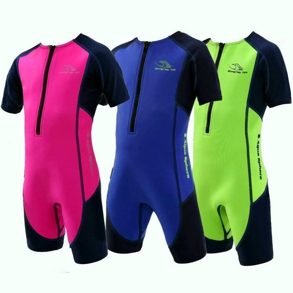 Aqua Sphere STINGRAY HP2 Kinder UV Shortie Badeanzug Neopren Shorty Wetsuit - Groesse: Gr 92-2 - Farbe: Pink-Navy