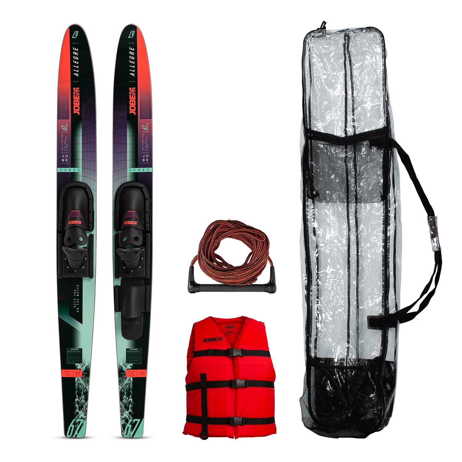 Wasserski Set 67 Allegre Combo Ski Weste Leine Tasche Einsteiger Slalom red