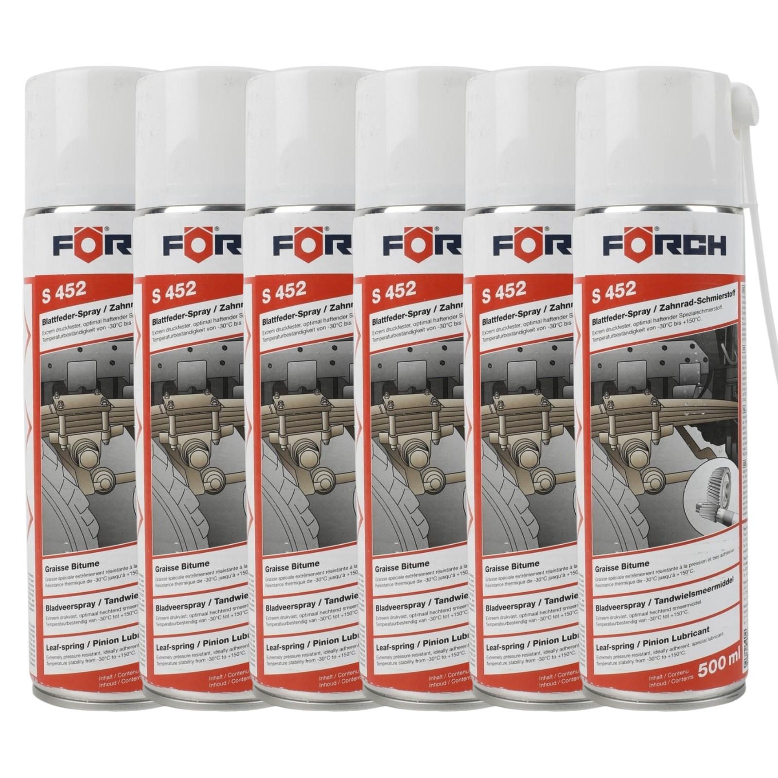 6x Förch Blattfeder Spray S452 Zahnrad Schmierstoff Ketten Draht- Seilfett 500ml