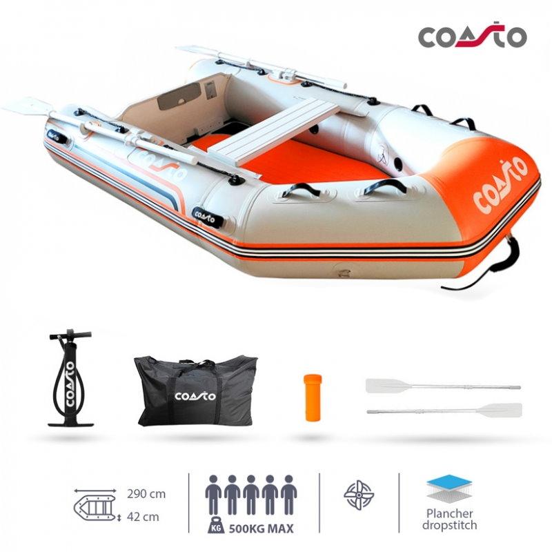 COASTO Schlauchboot mit Dropstitch Boden Dingi Beiboot Motorboot Ruderboot 290cm Shoe