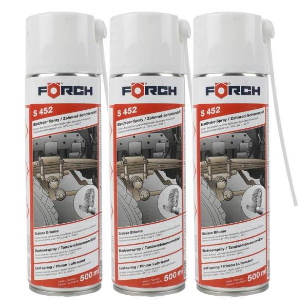 3x Förch Blattfeder Spray S452 Zahnrad Schmierstoff Ketten Draht- Seilfett 500ml