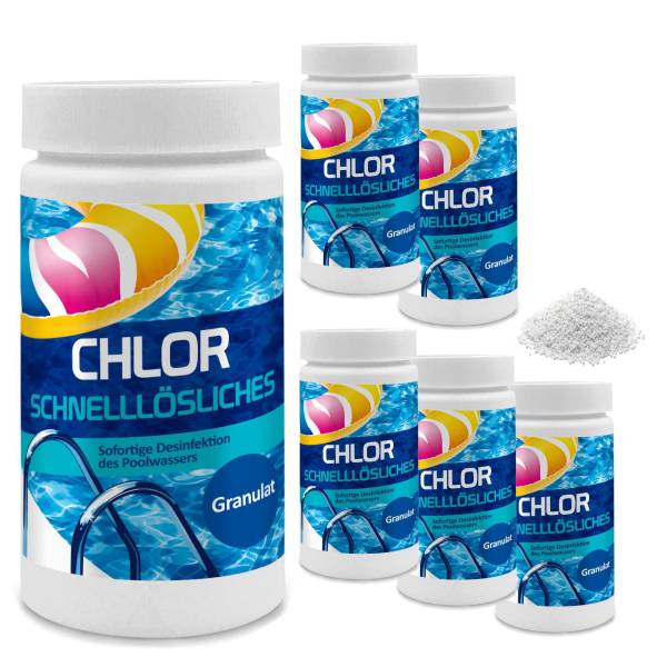 Chlorgranulat f&#252;r Pool 6x1kg Schockchlorung Desinfektion Pflege f&#252;r Schwimmbad