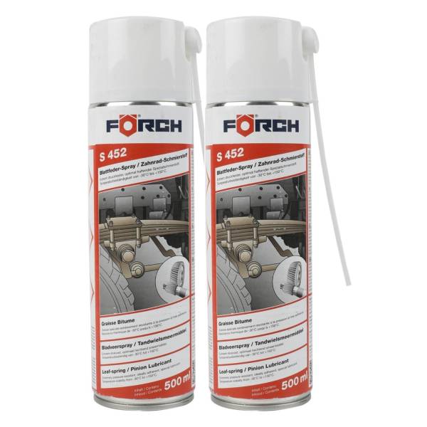 2x Förch Blattfeder Spray S452 Zahnrad Schmierstoff Ketten Draht- Seilfett 500ml