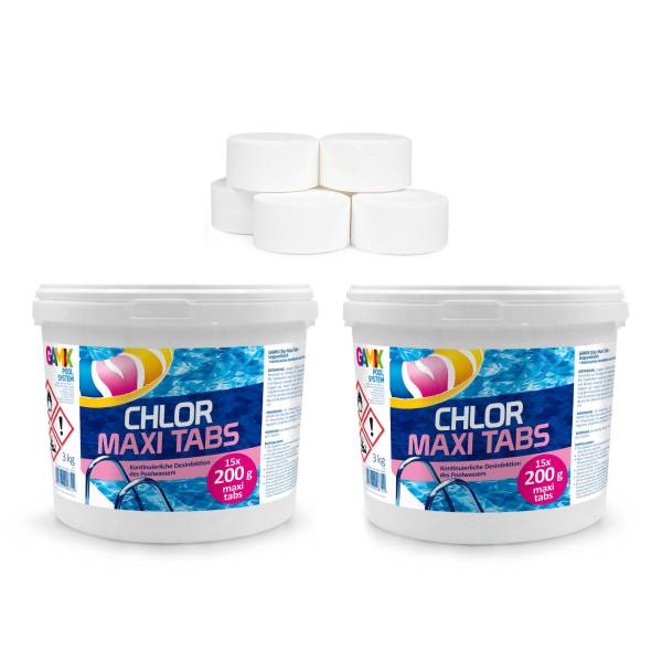 Chlortabletten Maxi für Pool 6 kg Langsamlöslich Tabs Pflege für Schwimmbad Chlor
