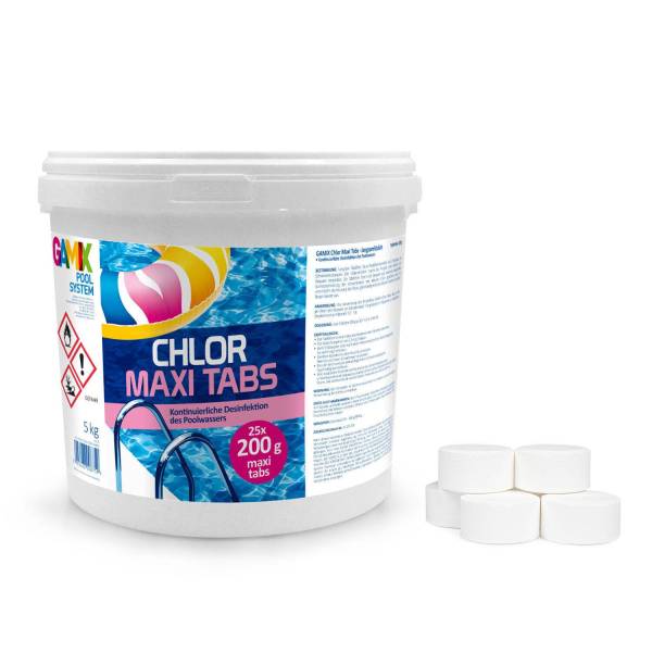 Chlortabletten Maxi für Pool 5 kg Langsamlöslich Tabs Pflege für Schwimmbad Chlor