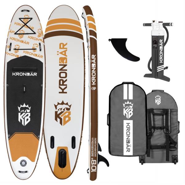 KRONBÄR 10.8 Woven X Fusion Double Layer Premium iSUP Stand Up Paddle Board aufblasbar 325cm braun