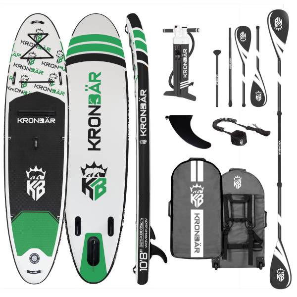 KRONBÄR 10.8 Woven X Fusion Double Layer iSUP Board Stand Up Paddle Set aufblasbar 325cm grün