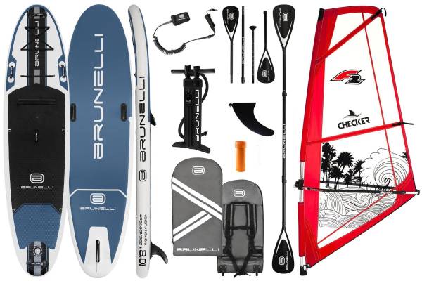 BRUNELLI 10.8 Windsurf Woven Double Layer Premium iSUP Board Stand Up Paddle Checker 4,5qm Rigg