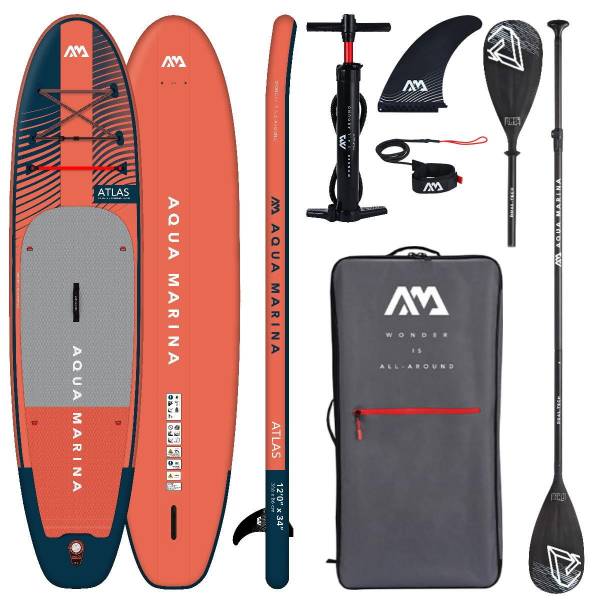 AQUA MARINA ATLAS 12.0 iSUP Board Set aufblasbar Stand Up Paddle Surfboard Kajakpaddel