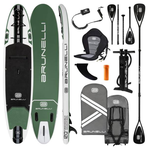 BRUNELLI 12.0 Woven X Fusion Double Layer iSUP Board aufblasbar Stand Up Paddle Set 365cm grün