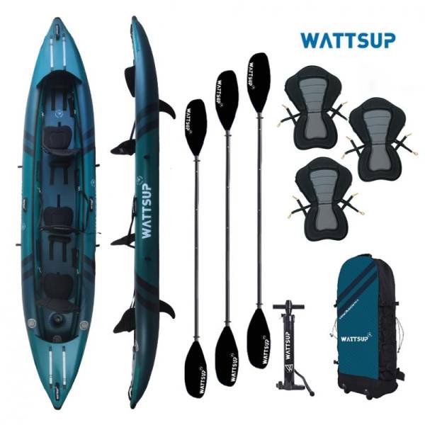 WattSUP COD 3 Personen Kajak SET aufblasbar Drop-Stich Kanu Boot Kayak Paddel
