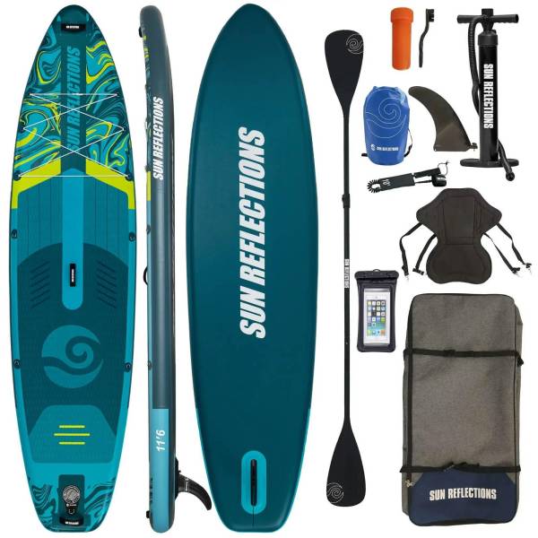 Sun Reflections 11'6 SUP Board Komplettset aufblasbar Kajak Sitz 350x86x15cm