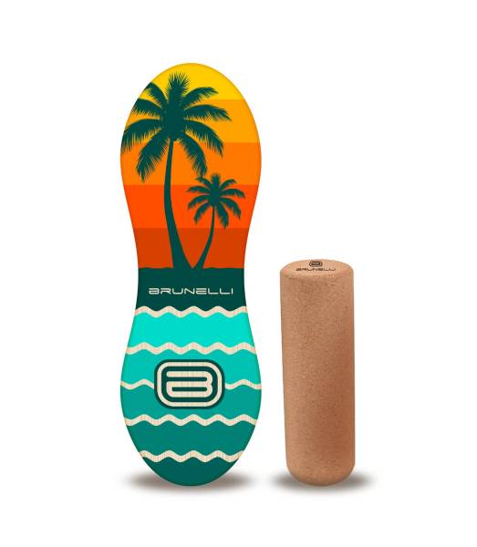 Brunelli Balance Board Set Holz Balanceboard & Korkrolle Gleichgewicht Training