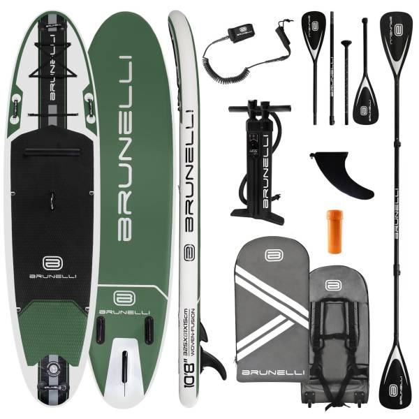 BRUNELLI 10.8 Woven X Fusion Double Layer iSUP Board aufblasbar Stand Up Paddle Surfboard 325cm grün