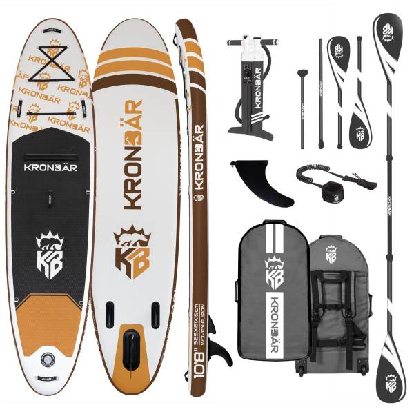 KRONBÄR 10.8 Woven X Fusion Double Layer iSUP Board Stand Up Paddle Set aufblasbar 325cm braun