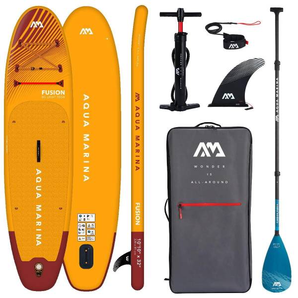 AQUA MARINA FUSION iSUP Board Set aufblasbar Stand Up Paddle 330cm Carbon Guide Paddel