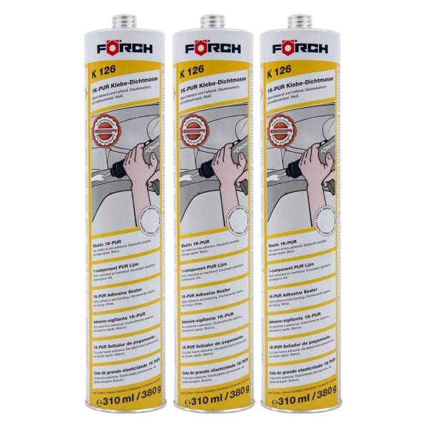 3x Förch K126 1K-PUR KLEBE-DICHTMASSE schwarz 310ml Schweller Spoiler Kleber
